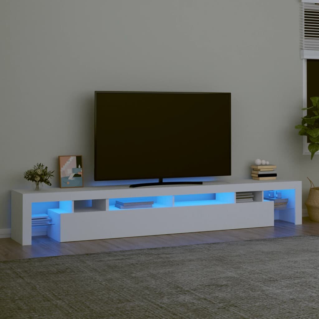 Televizoriaus spintelė su led apšvietimu, balta, 260 x 36,5 x 40 cm kaina ir informacija | TV staliukai | pigu.lt