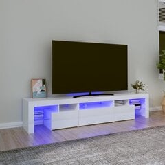 Tv spintelė su led apšvietimu, balta, 200 x 36,5 x 40 cm, blizgi цена и информация | Тумбы под телевизор | pigu.lt