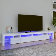 Tv spintelė su led apšvietimu, balta, 280 x 36,5 x 40 cm, blizgi цена и информация | Тумбы под телевизор | pigu.lt