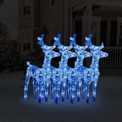 Kalėdiniai elniai, 4 vnt., akrilas, 160 mėlynos spalvos LED kaina ir informacija | Kalėdinės dekoracijos | pigu.lt