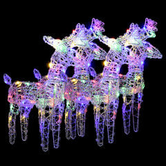Kalėdiniai elniai, 4 vnt., įvairių spalvų, akrilas, 160 LED цена и информация | Рождественское украшение CA1031, 10 см | pigu.lt