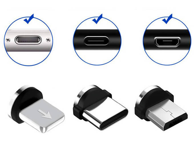 Magnetinis laidas 3in1 Usb-C, Micro USB, iPhone Lightning kaina ir informacija | Laidai telefonams | pigu.lt