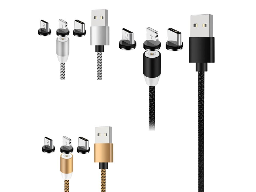 Magnetinis laidas 3in1 Usb-C, Micro USB, iPhone Lightning kaina | pigu.lt