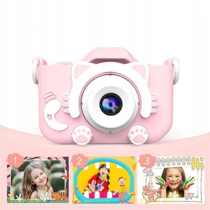 Skaitmeninė kamera vaikams rožinė +Kingston SDCS/32GB 32GB SDHC atminties kortelė цена и информация | Skaitmeniniai fotoaparatai | pigu.lt