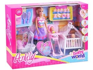 Lėlė Anlily su kūdikiu, vežimėliu ir lovele kaina ir informacija | Žaislai mergaitėms | pigu.lt