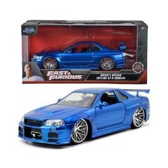 Автомобиль Fast and Furious Nissan Skyline GT-R 1:24 цена и информация | Игрушки для мальчиков | pigu.lt