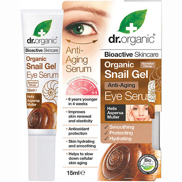 Paakių serumas su sraigių sekreto ekstraktu Dr. Organic Snail Gel, 15 ml цена и информация | Paakių kremai, serumai | pigu.lt