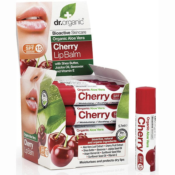 Lūpų balzamas Dr. Organic Aloe Vera Cherry, 5.7 ml