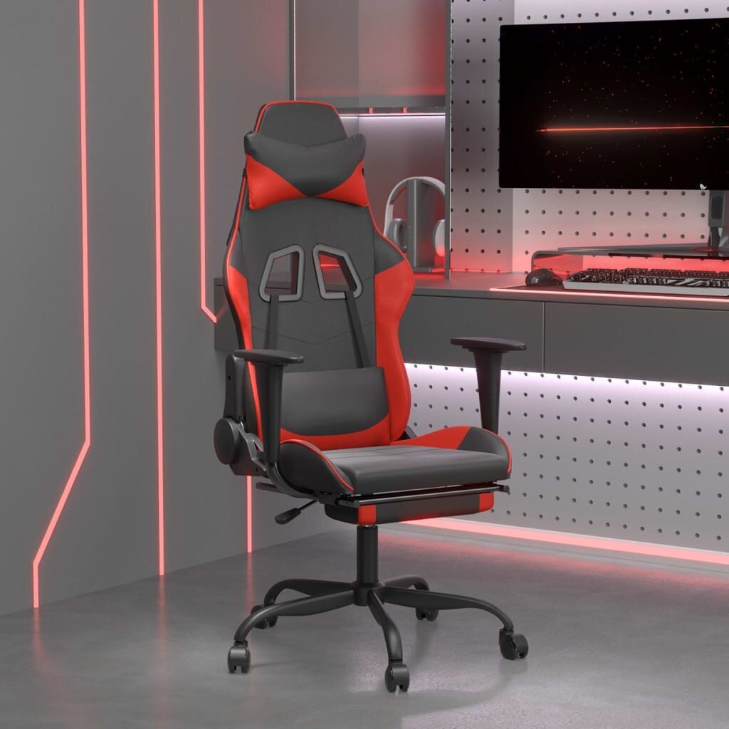 Žaidimų kėdė su pakoja vidaXL, juoda/raudona kaina ir informacija | Biuro kėdės | pigu.lt