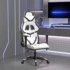 Žaidimų kėdė su pakoja, Dirbtinė oda, balta/juoda kaina ir informacija | Biuro kėdės | pigu.lt