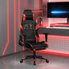 Žaidimų kėdė su pakoja, Dirbtinė oda, juoda/raudona kaina ir informacija | Biuro kėdės | pigu.lt