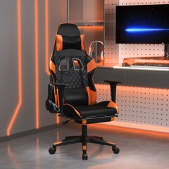 Žaidimų kėdė su pakoja, Dirbtinė oda, juoda/oranžinė spalva kaina ir informacija | Biuro kėdės | pigu.lt