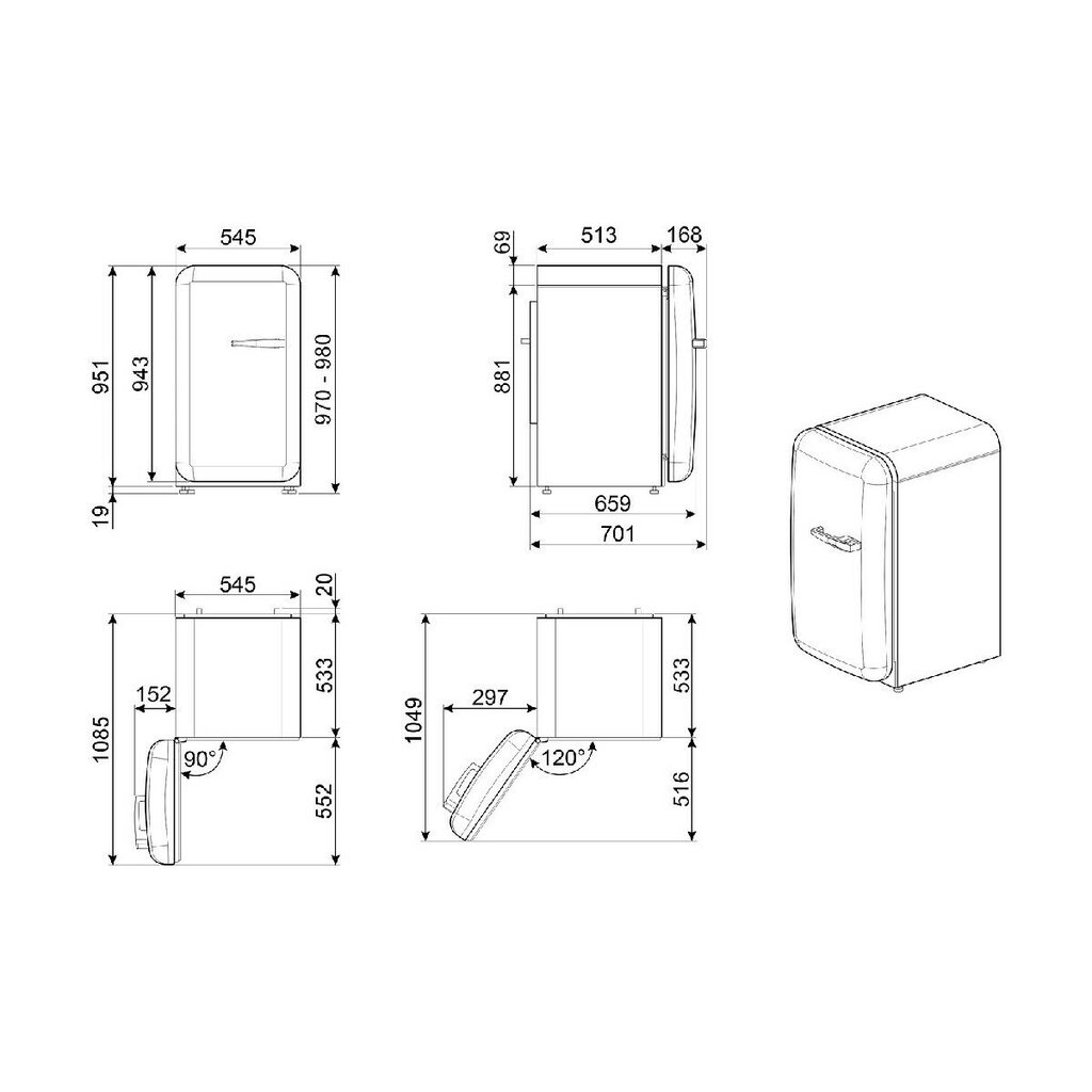 Smeg FAB10LRD5 kaina ir informacija | Šaldytuvai | pigu.lt