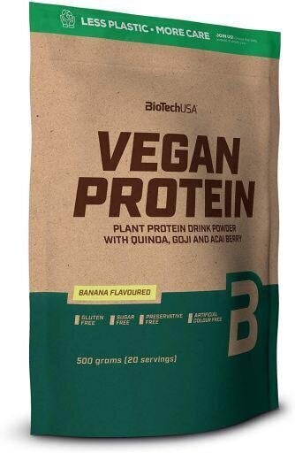 Baltymai Biotech Vegan Protein 500 g., bananų skonio kaina ir informacija | Baltymai | pigu.lt