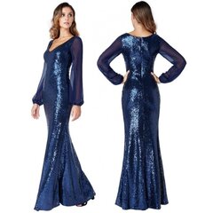 Вечернее платье темно-синее платье макси из блесток и шифона цена и информация | Платья | pigu.lt