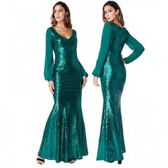 Гламурное зеленое вечернее платье макси с мягкими блестками цена и информация | Платья | pigu.lt