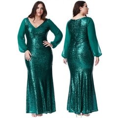 Гламурное зеленое вечернее платье макси с мягкими блестками цена и информация | Платья | pigu.lt