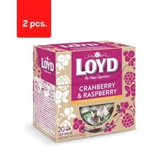 Травяной и фруктовый чай со вкусом клюквы и малины LOYD, 20 х 2 г х 2 цена и информация | Чай | pigu.lt