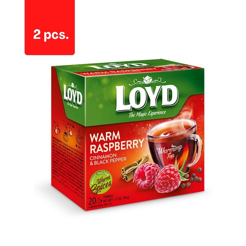 Loyd žolelių ir vaisių arbata, aviečių, cinamono ir juodųjų pipirų skonio, 20 x 2g x 2 pak. цена и информация | Arbata | pigu.lt