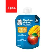 Пюре из яблок и манго Gerber (с 6 мес), в пакетиках, 80 г x 4 шт.  цена и информация | Пюре | pigu.lt