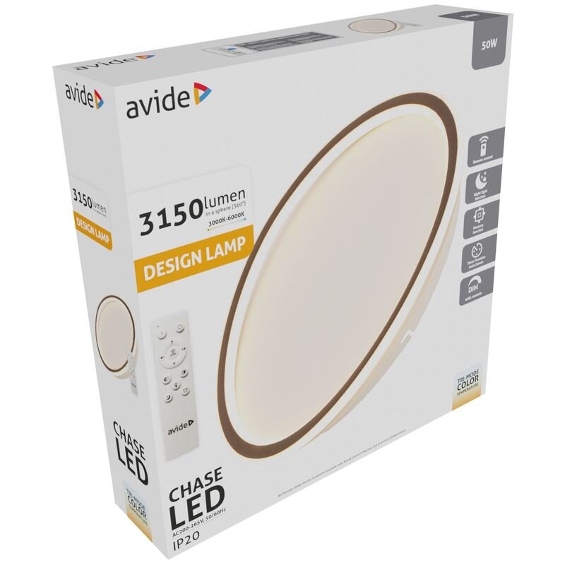 LED Lubinis šviestuvas AVIDE Chase 50W su pulteliu цена и информация | Lubiniai šviestuvai | pigu.lt