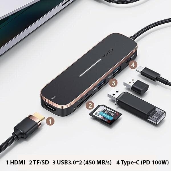 Usams SJ575HUB01 цена и информация | Adapteriai, USB šakotuvai | pigu.lt