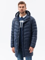 Мужская зимняя куртка-парка Ombre, C555, темно-синяя цена и информация | Мужские куртки | pigu.lt