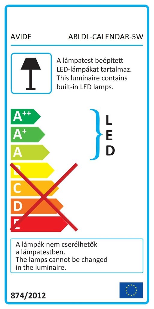 LED įkraunamas stalinis šviestuvas AVIDE Calendar 5W baltas цена и информация | Staliniai šviestuvai | pigu.lt