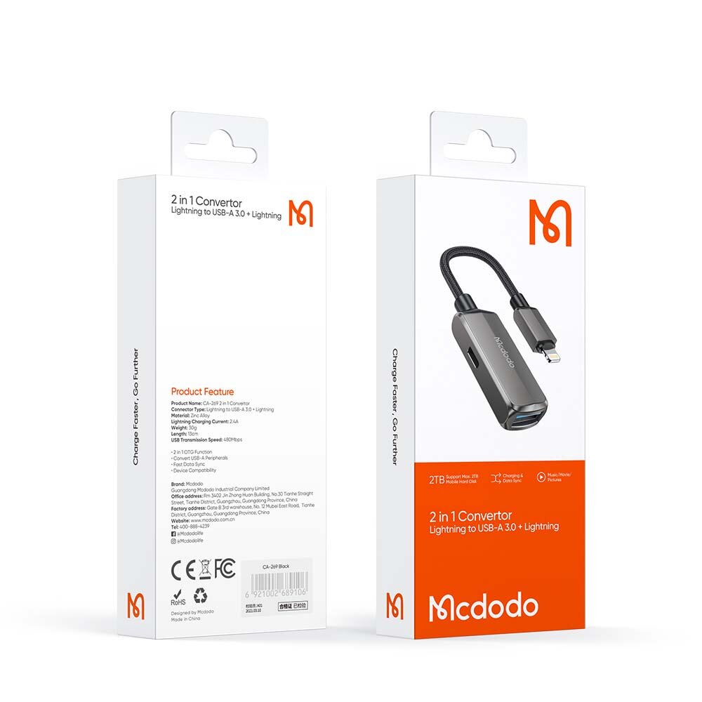 MCDODO ADAPTERIS IPHONE LIGHTNING Į OTG USB 3.0 цена и информация | Adapteriai, USB šakotuvai | pigu.lt