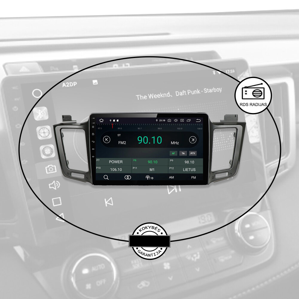 TOYOTA RAV4 2013-18 PEUGEOT 508 2011-2017 Android multimedia plančetė 10 colių automagnetola USB/WiFi/GPS/Bluetooth kaina ir informacija | Automagnetolos, multimedija | pigu.lt