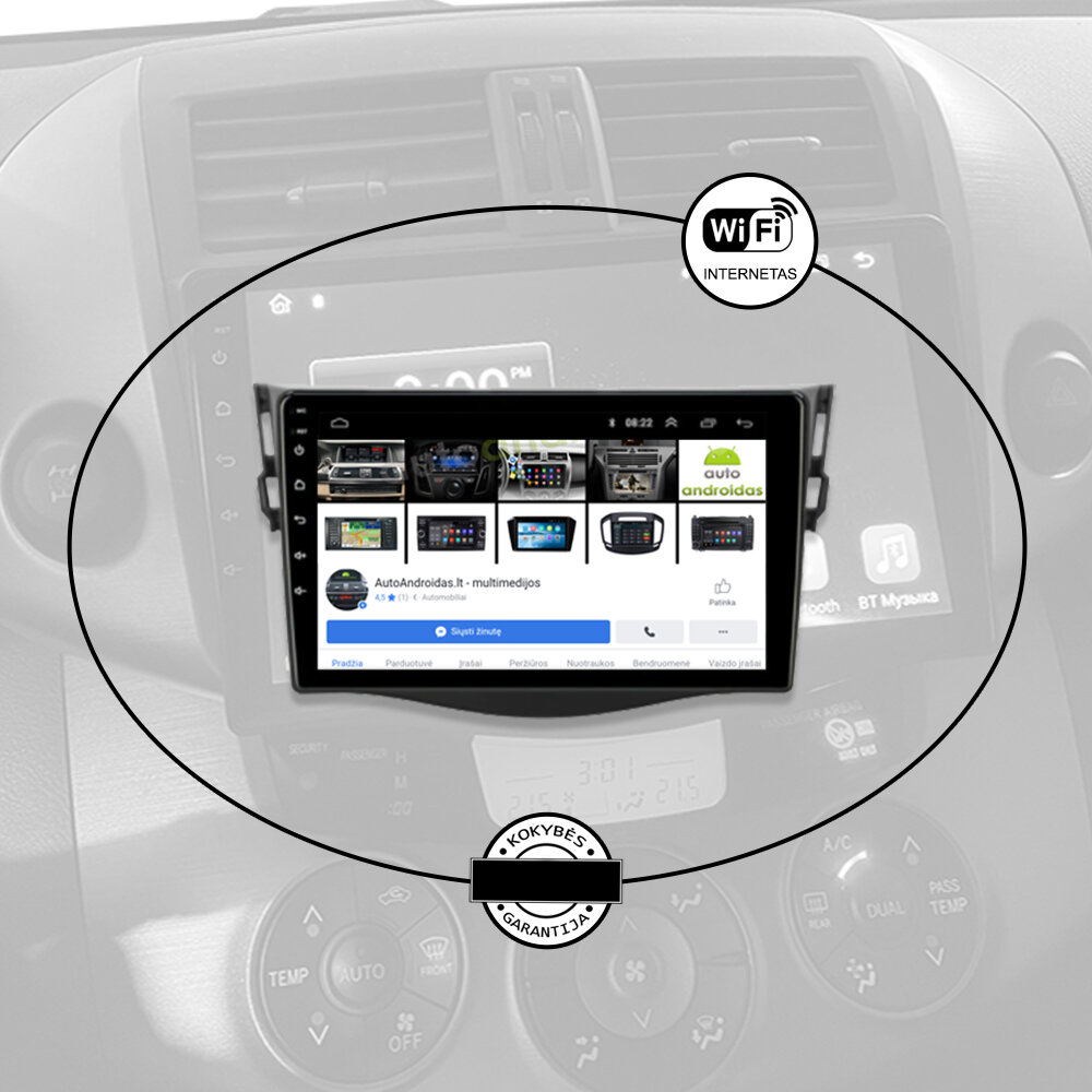 TOYOTA RAV4 2006-12 Android multimedia plančetė 9 colių automagnetola USB/WiFi/GPS/Bluetooth цена и информация | Automagnetolos, multimedija | pigu.lt