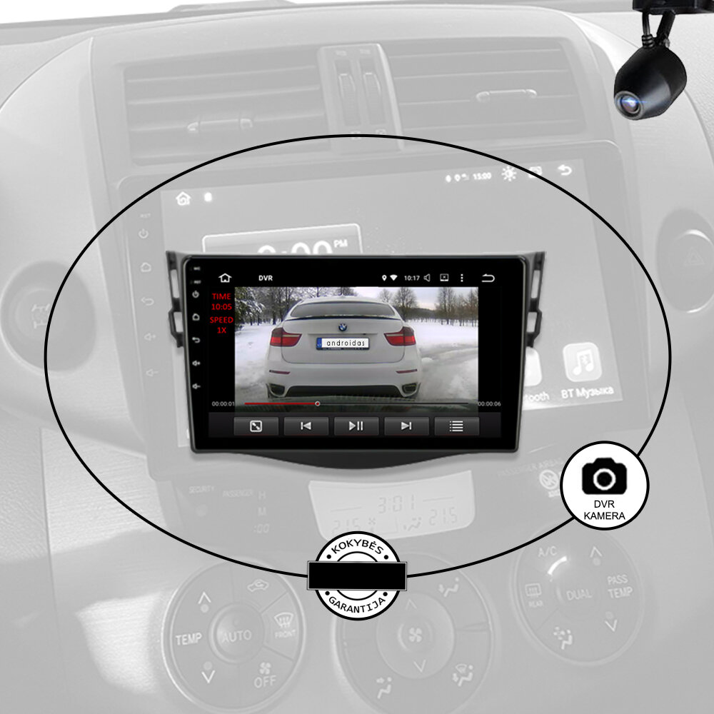 TOYOTA RAV4 2006-12 Android multimedia plančetė 9 colių automagnetola USB/WiFi/GPS/Bluetooth kaina ir informacija | Automagnetolos, multimedija | pigu.lt