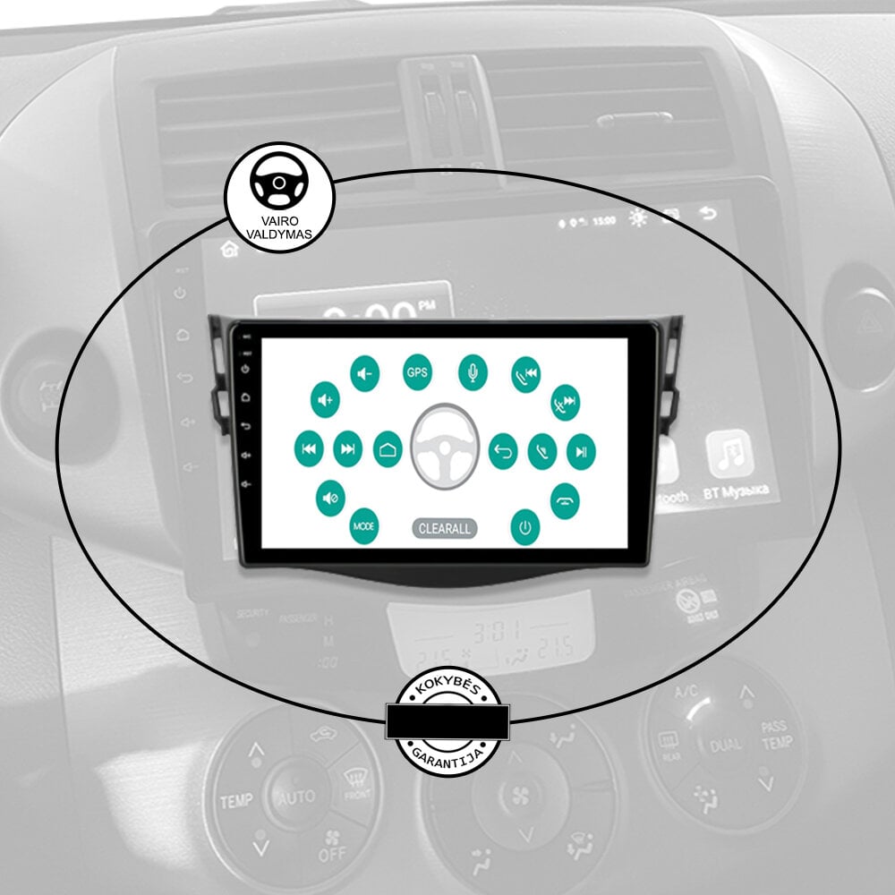 TOYOTA RAV4 2006-12 Android multimedia plančetė 9 colių automagnetola USB/WiFi/GPS/Bluetooth kaina ir informacija | Automagnetolos, multimedija | pigu.lt