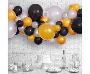 Гирлянда из воздушных шаров, золотые/черные/серебряные шары цена и информация | Шарики | pigu.lt