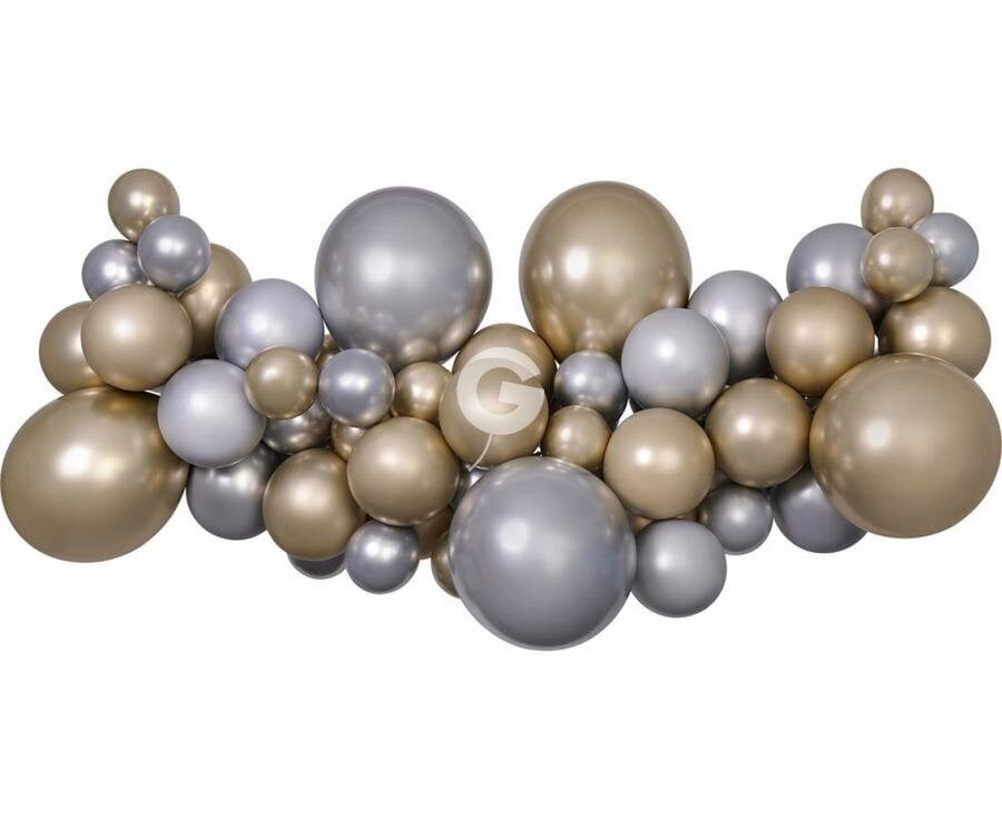 Balionų girlianda sidabro aukso spalvos balionai kaina ir informacija | Balionai | pigu.lt
