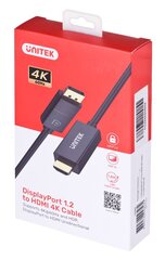 КАБЕЛЬНЫЙ АДАПТЕР UNITEK DP 1.2 - HDMI, 4K 60HZ, 1,9M цена и информация | Кабели и провода | pigu.lt