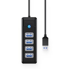 Orico Hub Adapter USB to 4x USB 3.0, 5 Gbps, 0.15m (Black) цена и информация | Адаптеры, USB-разветвители | pigu.lt