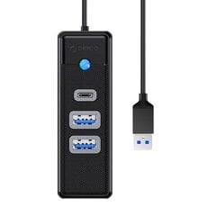 Orico Hub Adapter USB to 2x USB 3.0 + USB-C, 5 Gbps, 0.15 м (Black) цена и информация | Адаптеры, USB-разветвители | pigu.lt