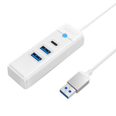 Orico Hub Adapter USB to 2x USB 3.0 + USB-C, 5 Gbps, 0.15 м (White) цена и информация | Адаптеры, USB-разветвители | pigu.lt