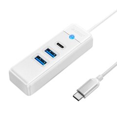 Orico Hub Adapter USB-C to 2x USB 3.0 + USB-C, 5 Gbps, 0.15 м (White) цена и информация | Адаптеры, USB-разветвители | pigu.lt