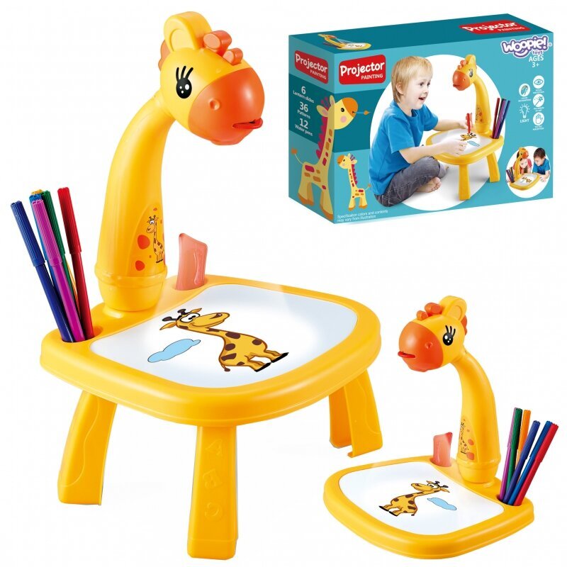 Piešimo staliukas su projektorium Woopie Žirafa + flomasteriai kaina ir informacija | Lavinamieji žaislai | pigu.lt