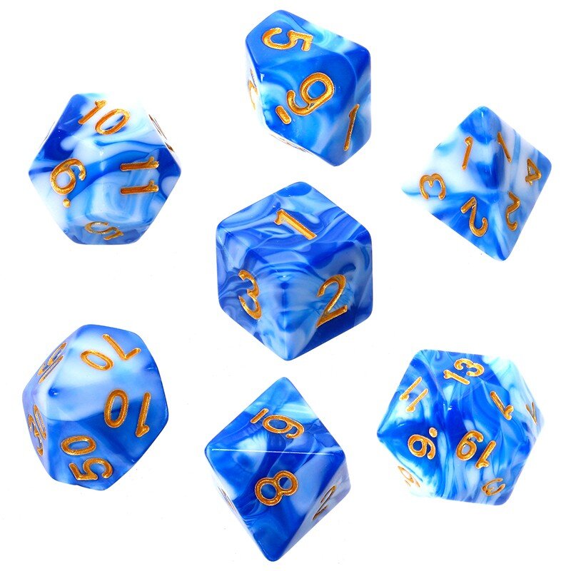 Kauliukai Rebel RPG Dice Set, Mėlyni su baltu kaina ir informacija | Stalo žaidimai, galvosūkiai | pigu.lt