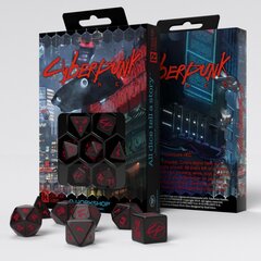 Žaidimų kauliukų rinkinys Cyberpunk RED RPG, juodas цена и информация | Настольные игры, головоломки | pigu.lt