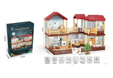 Lėlių namų vilos raudono stogo apšvietimas цена и информация | Žaislai mergaitėms | pigu.lt