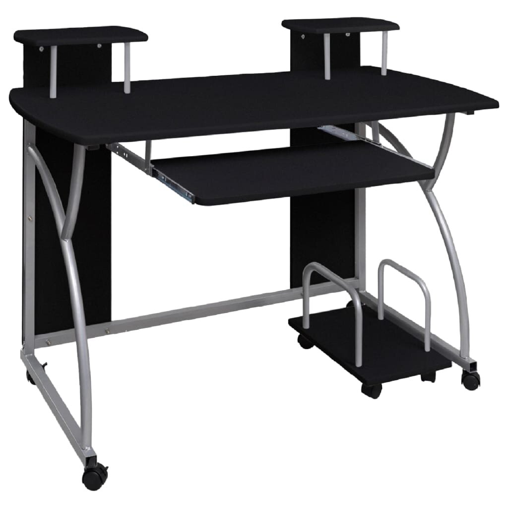 Kompiuterio stalas, juodas, 110x52x88,5cm, apdirbta mediena kaina ir informacija | Kompiuteriniai, rašomieji stalai | pigu.lt