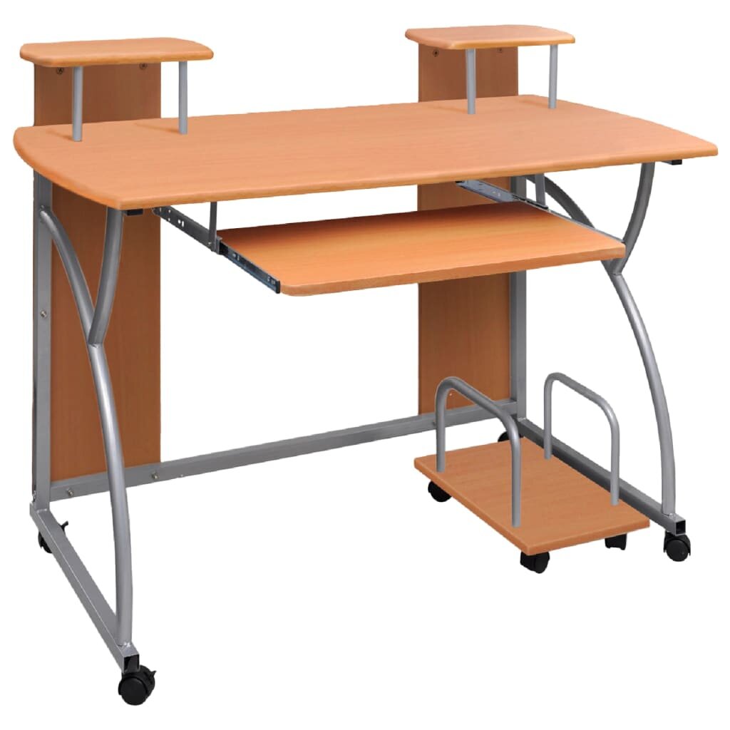 Kompiuterio stalas, rudas, 110x52x88,5cm, apdirbta mediena kaina ir informacija | Kompiuteriniai, rašomieji stalai | pigu.lt