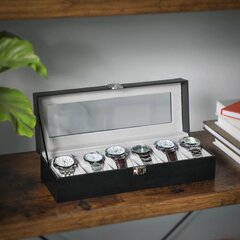 Stačiakampio formos laikrodžių dėžutė 6 laikrodžiams kaina ir informacija | Interjero detalės | pigu.lt