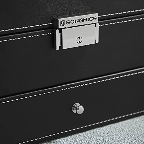 Dviejų pakopų laikrodžių dėžutė SONGMICS juoda kaina ir informacija | Interjero detalės | pigu.lt