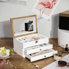 Elegantiška papuošalų dėžutė su veidrodžiu Songmics kaina ir informacija | Interjero detalės | pigu.lt