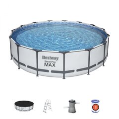 Каркасный бассейн с насосом-фильтром Bestway Steel Pro MAX, 427 x 107 см, светло-серый цвет, круглый цена и информация | Бассейны | pigu.lt